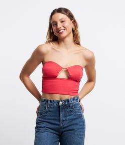 Top Tomara Que Caia em Sarja com Vazado Frontal