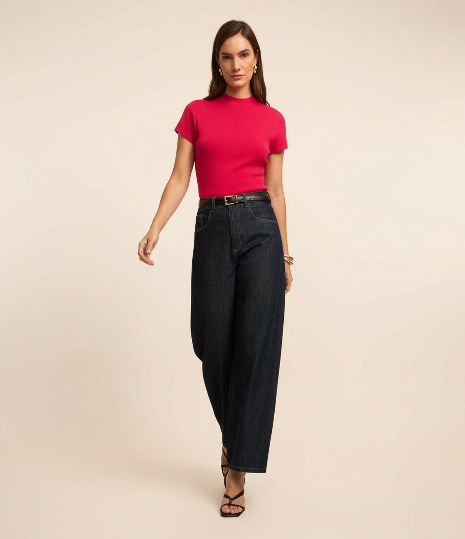 Blusa Canelada em Ribana com Gola Altinha Rosa 4