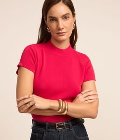 Blusa Canelada em Ribana com Gola Altinha