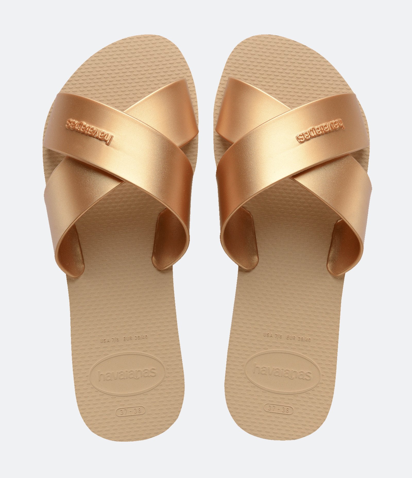 Chinelo Acqua Havaianas com Tiras Largas Dourado 1