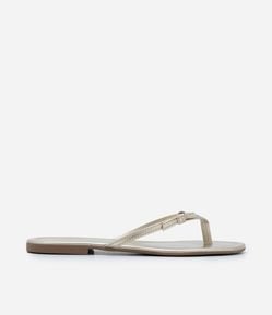 Sandália Rasteira de Dedo com Lacinho Aplicado