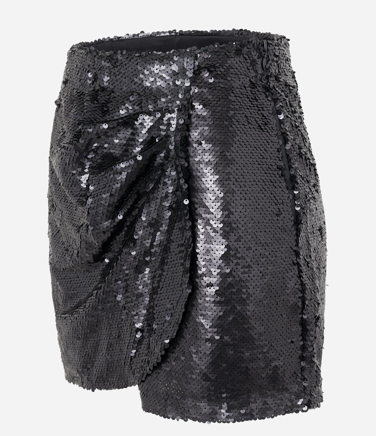 Short Saia em Paetê com Transpasse Franzido Preto 6