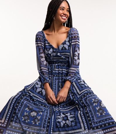Vestido New Midi em Tule com Babadinhos no Busto e Cintura Menor preço em Vestido New Midi em Tule com Babadinhos no Busto e Cintura