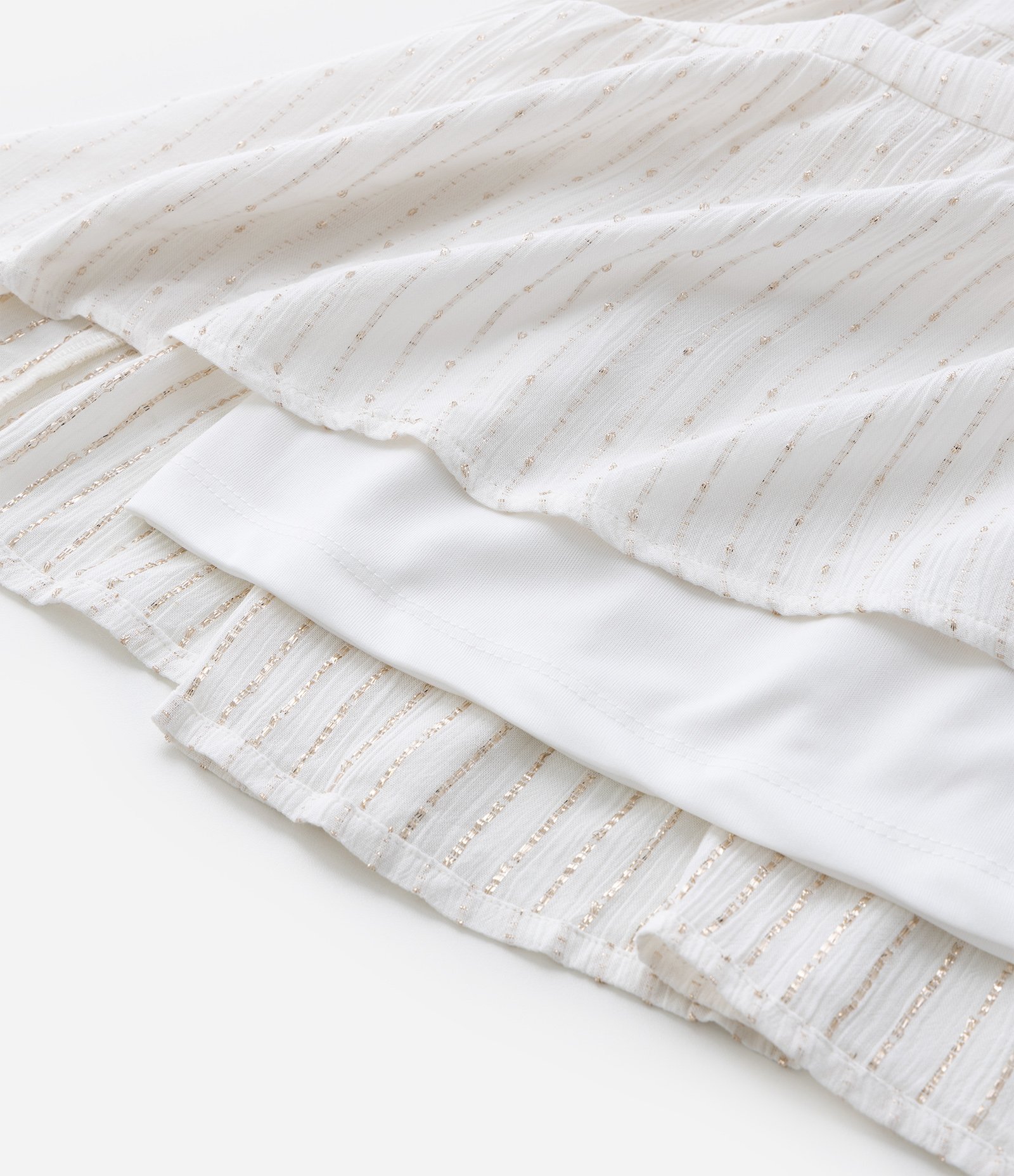 Vestido Infantil com Franzidos e Fio Metalizado - Tam 5 a 14 Anos Off White 4