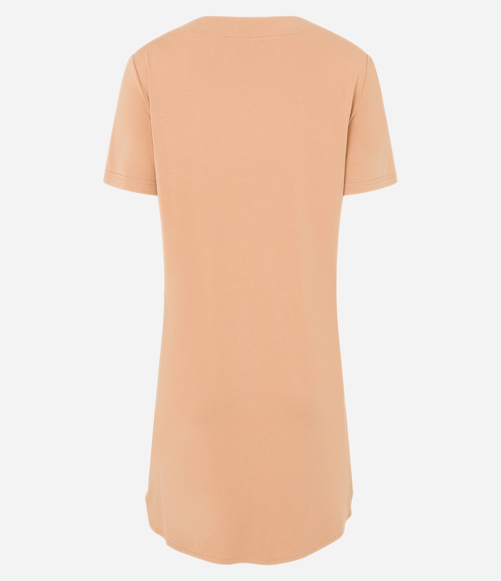 Vestido T-shirt Curto em Viscose com Bolsos Laterais Laranja Claro 2