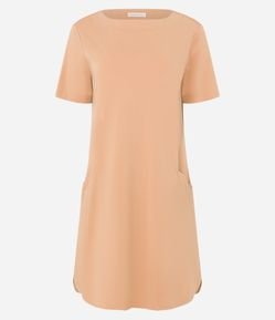 Vestido T-shirt Curto em Viscose com Bolsos Laterais