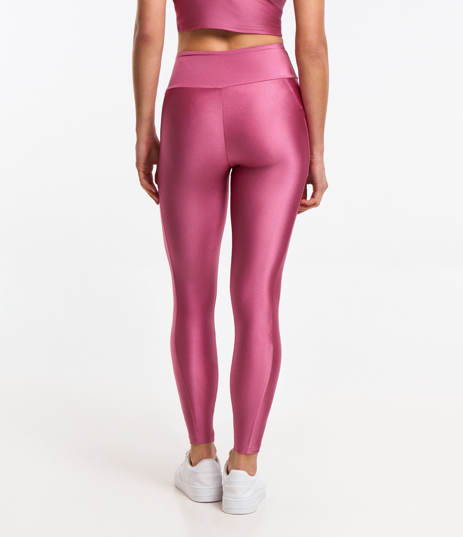 Calça Legging Esportiva em Poliamida com Bolsos Rosa 4