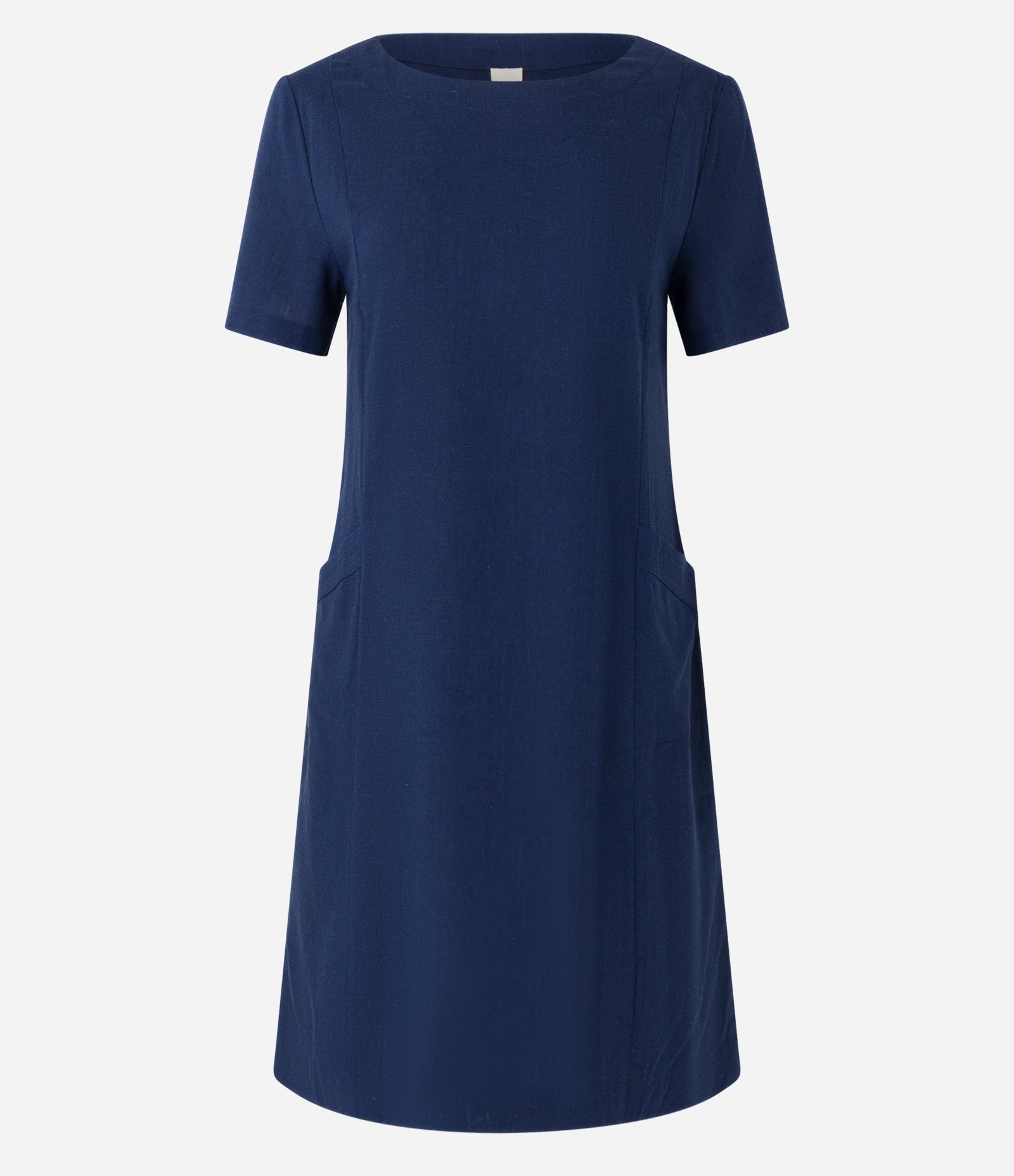 Vestido T-shirt em Viscolinho com Bolsos Laterais Azul Marinho 5