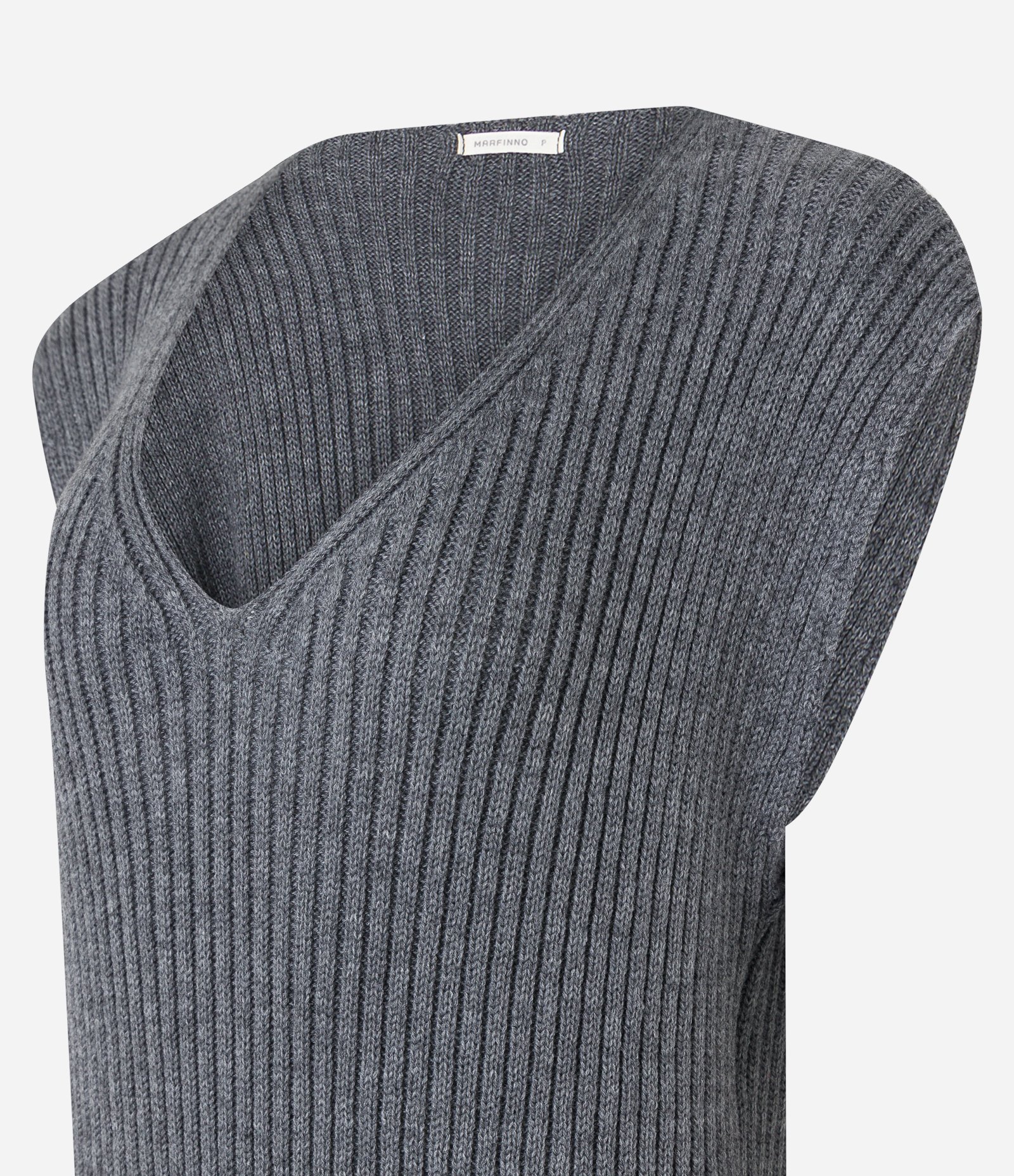 Vestido Midi em Tricô com Fendas Laterais e Textura Canelada Cinza 7