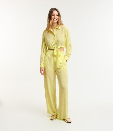 Calça Pantalona em Viscose com Miçangas Calça Pantalona em Viscose com Miçangas