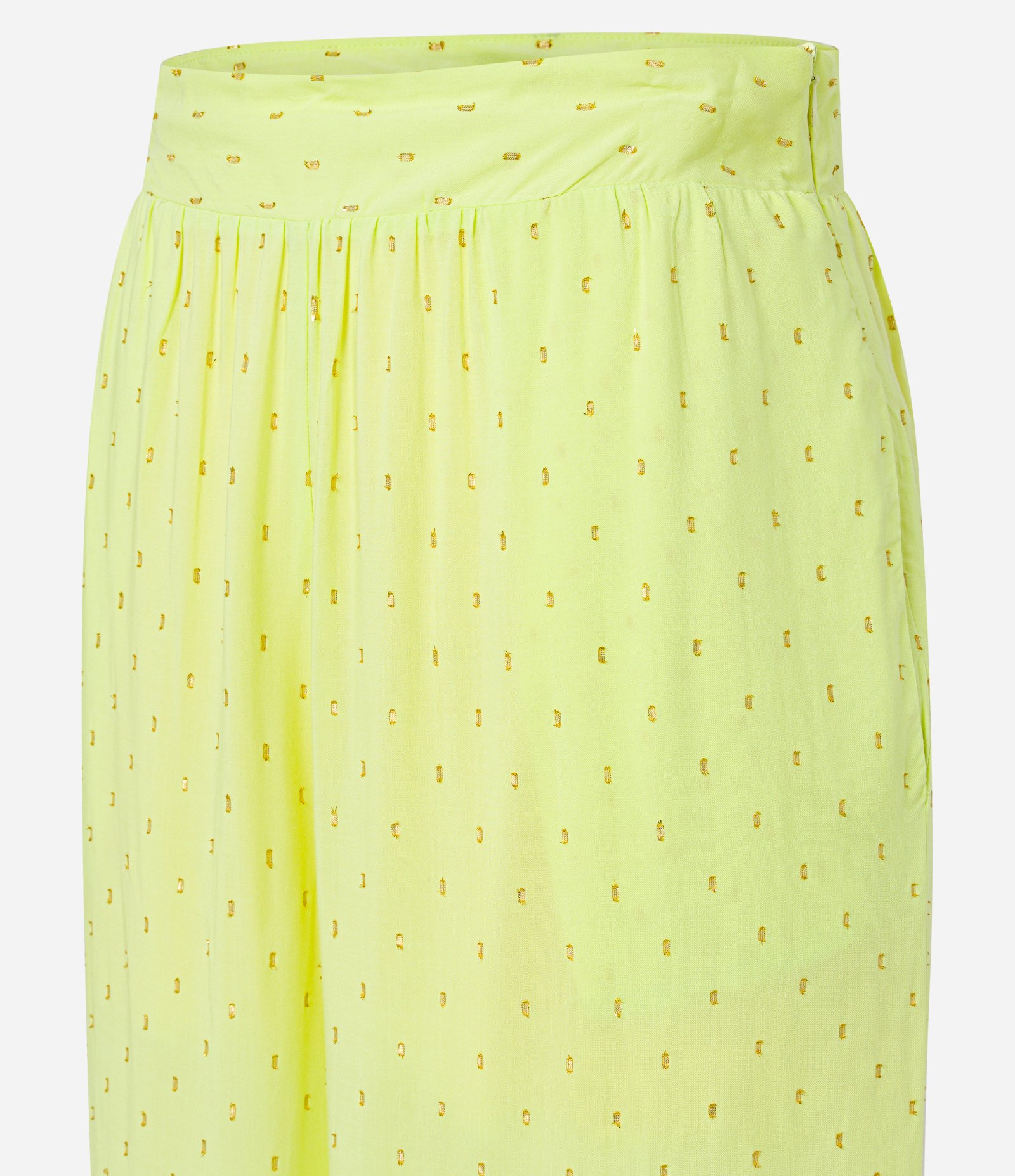 Calça Pantalona em Viscose com Miçangas Amarelo 6