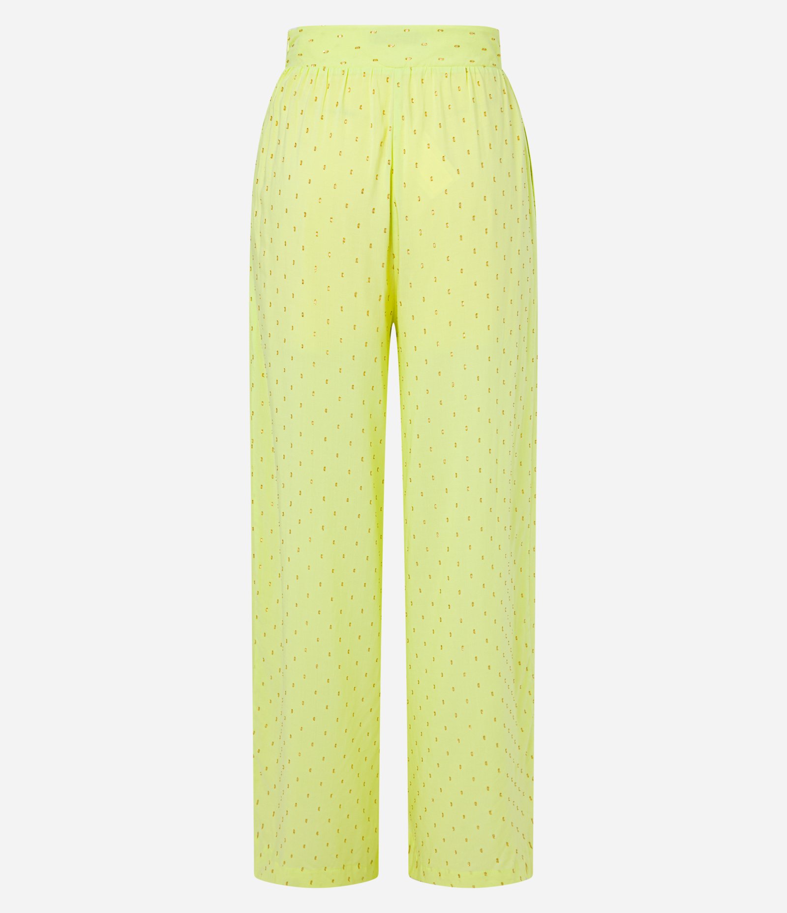 Calça Pantalona em Viscose com Miçangas Amarelo 7