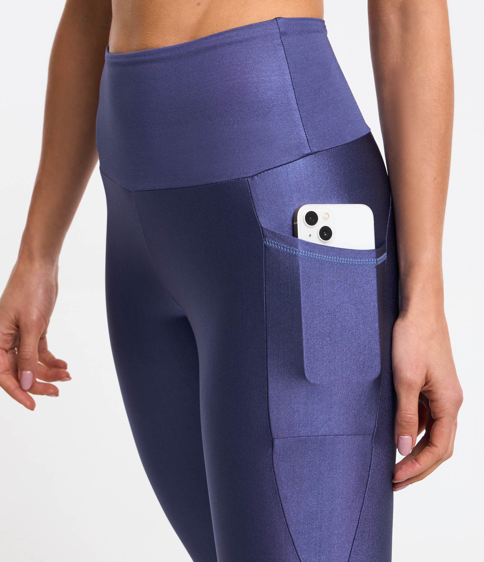 Calça Leggingg Esportiva em Microfibra com Bolsos e Contrastes Azul 5