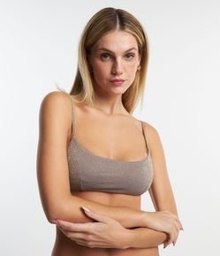 Biquíni Top Camisetinha Canelado com Fio Metalizado