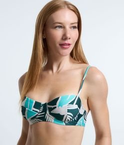 Biquíni Top Meia Taça em Poliamida Estampado de Jardim