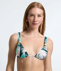 Biquíni Top Cortininha Estampado de Jardim com Alça Larga e Aviamento