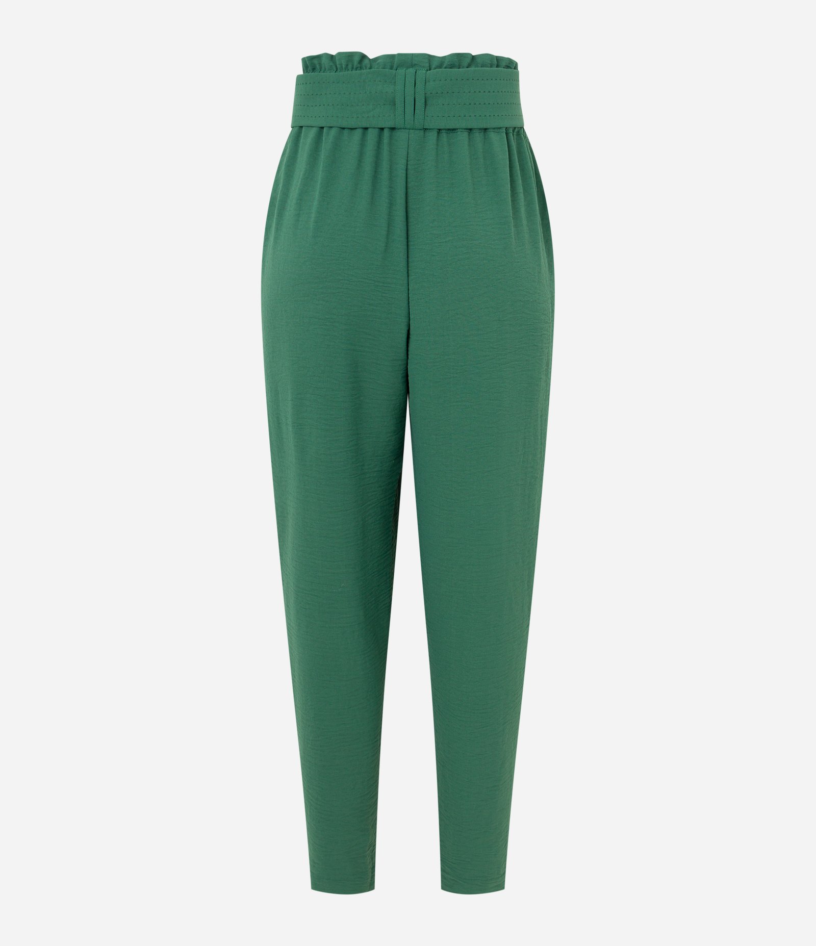 Calça Pantacourt Texturizada com Cinto de Tecido Pespontado Verde 6