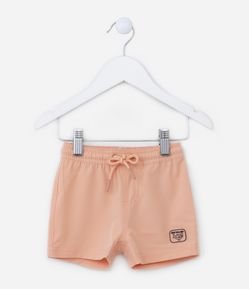 Bermuda Infantil com Etiqueta Aplicada e Amarração no Cós - Tam 0 a 18 meses