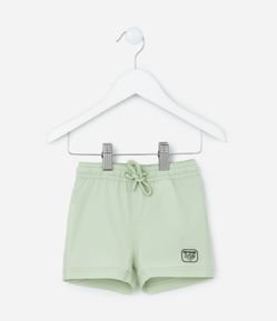 Bermuda Infantil com Etiqueta Aplicada e Amarração no Cós - Tam 0 a 18 meses