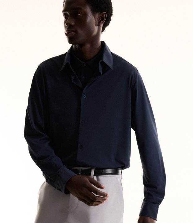 Camisa em Malha Piquet com Textura