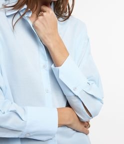 Camisa Oversized Manga Longa em Voal com Punho Largo