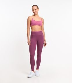 Calça Legging Esportiva em Poliamida com Cós Contrastante