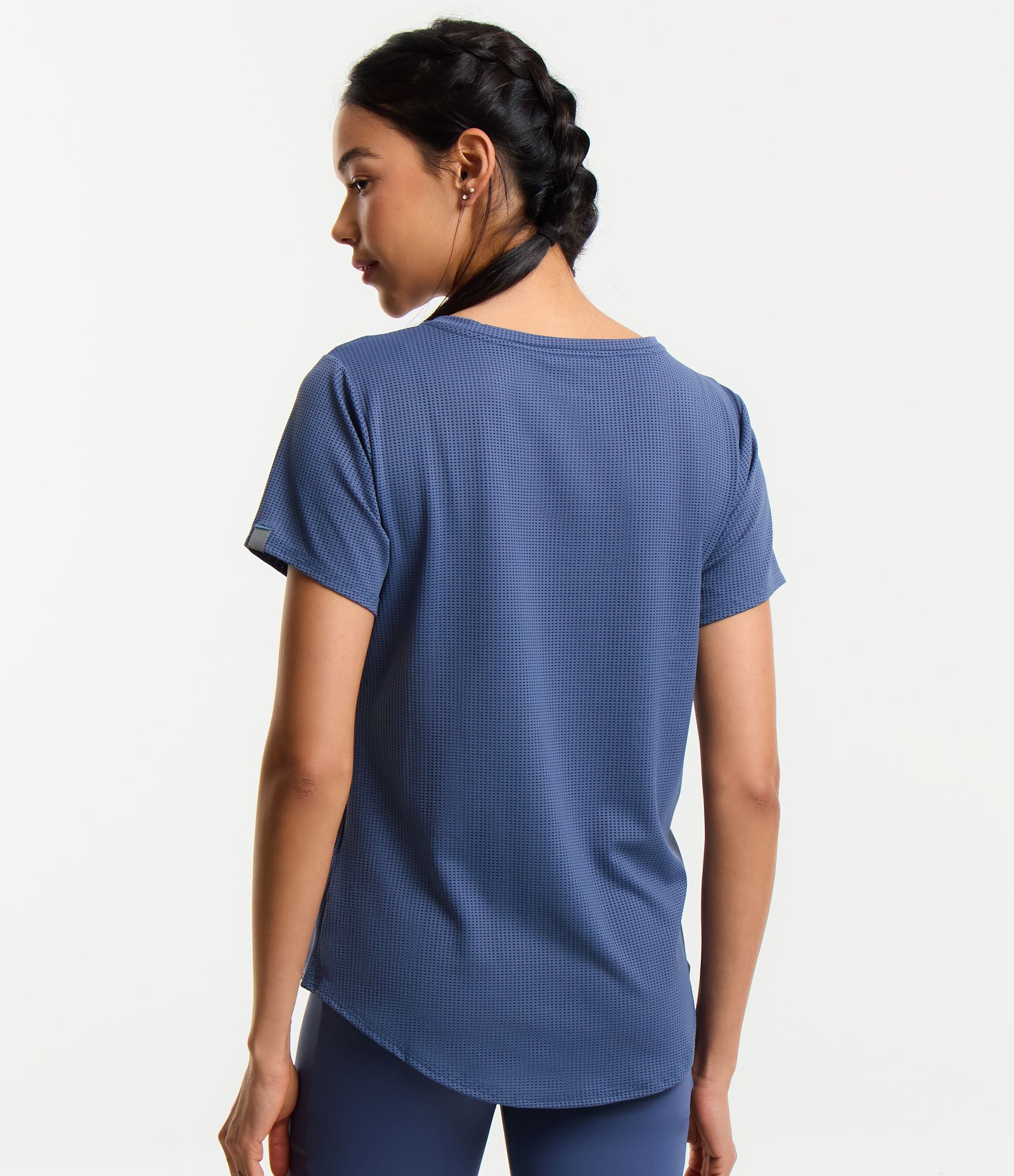 Camiseta Esportiva em Microfibra com Furos Azul 3