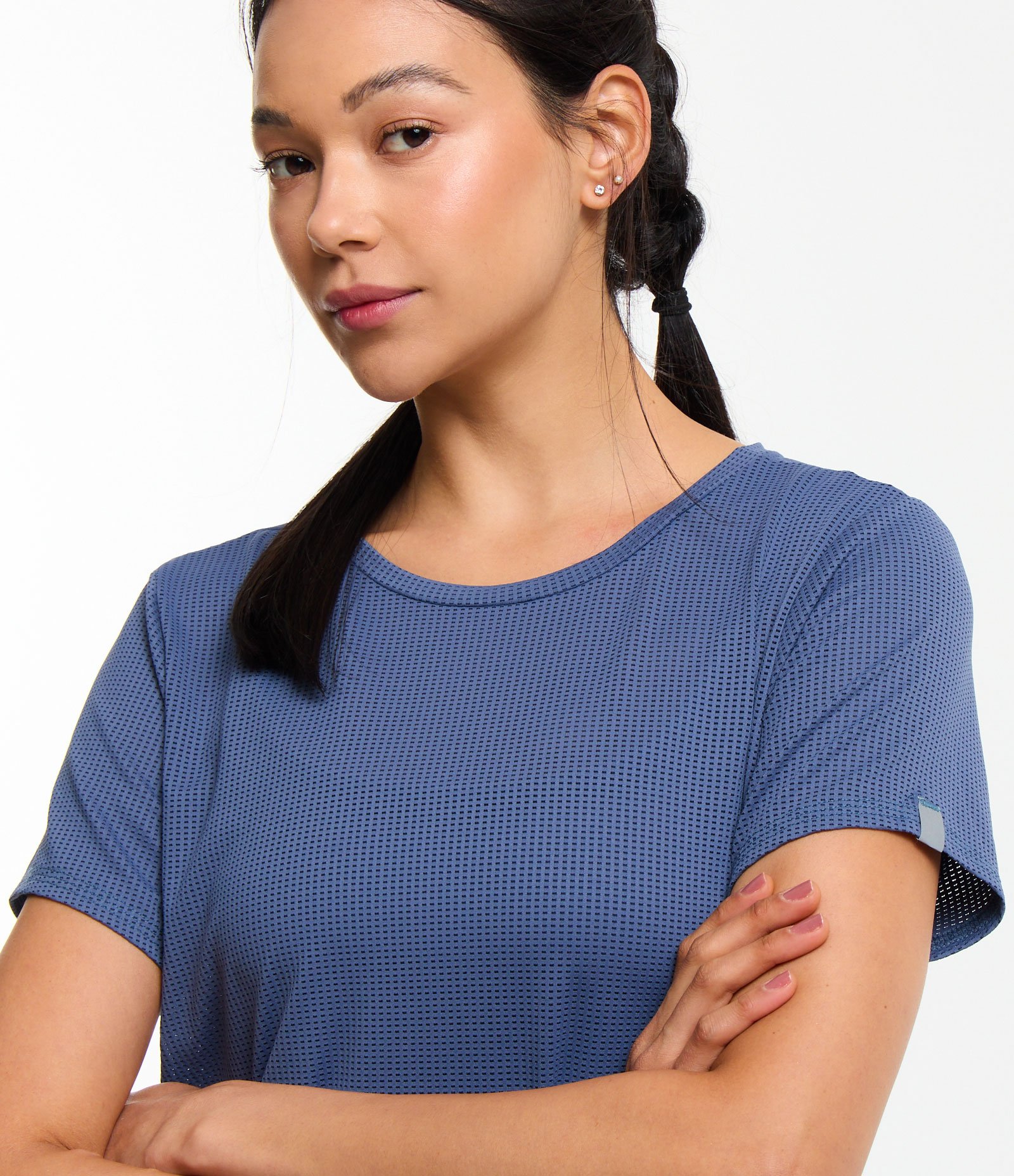 Camiseta Esportiva em Microfibra com Furos Azul 4