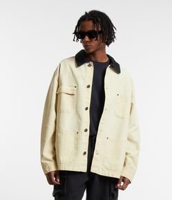 Camisa Overshirt em Sarja com Gola Cotelê