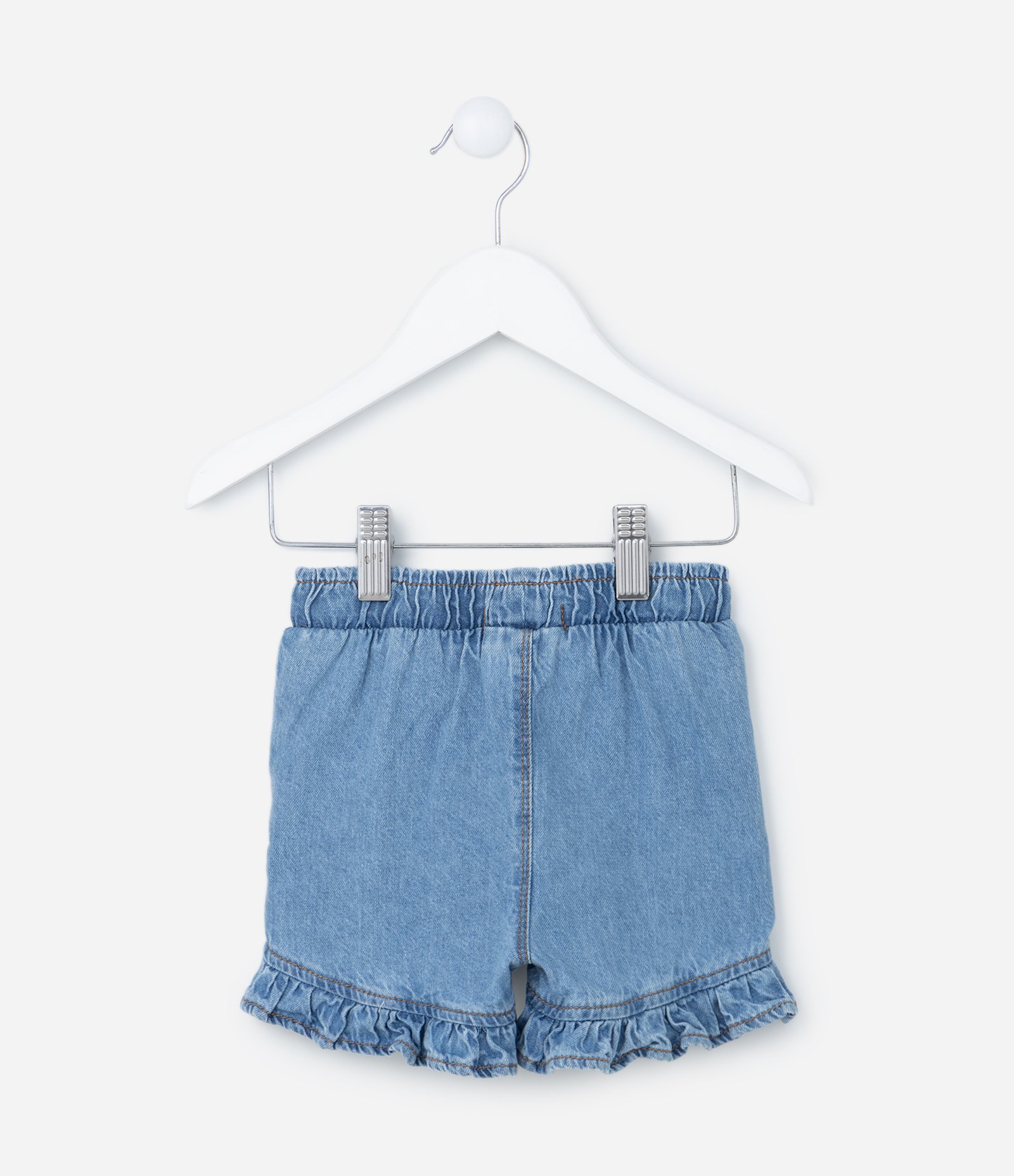 Short Infantil em Jeans com Babado na Barra - Tam 3 a 24 meses Azul 2