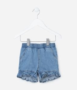 Short Infantil em Jeans com Babado na Barra - Tam 3 a 24 meses