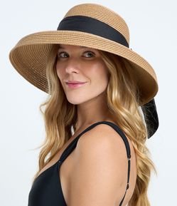 Chapéu de Praia com Aba Média Arredondada e Fita com Laço