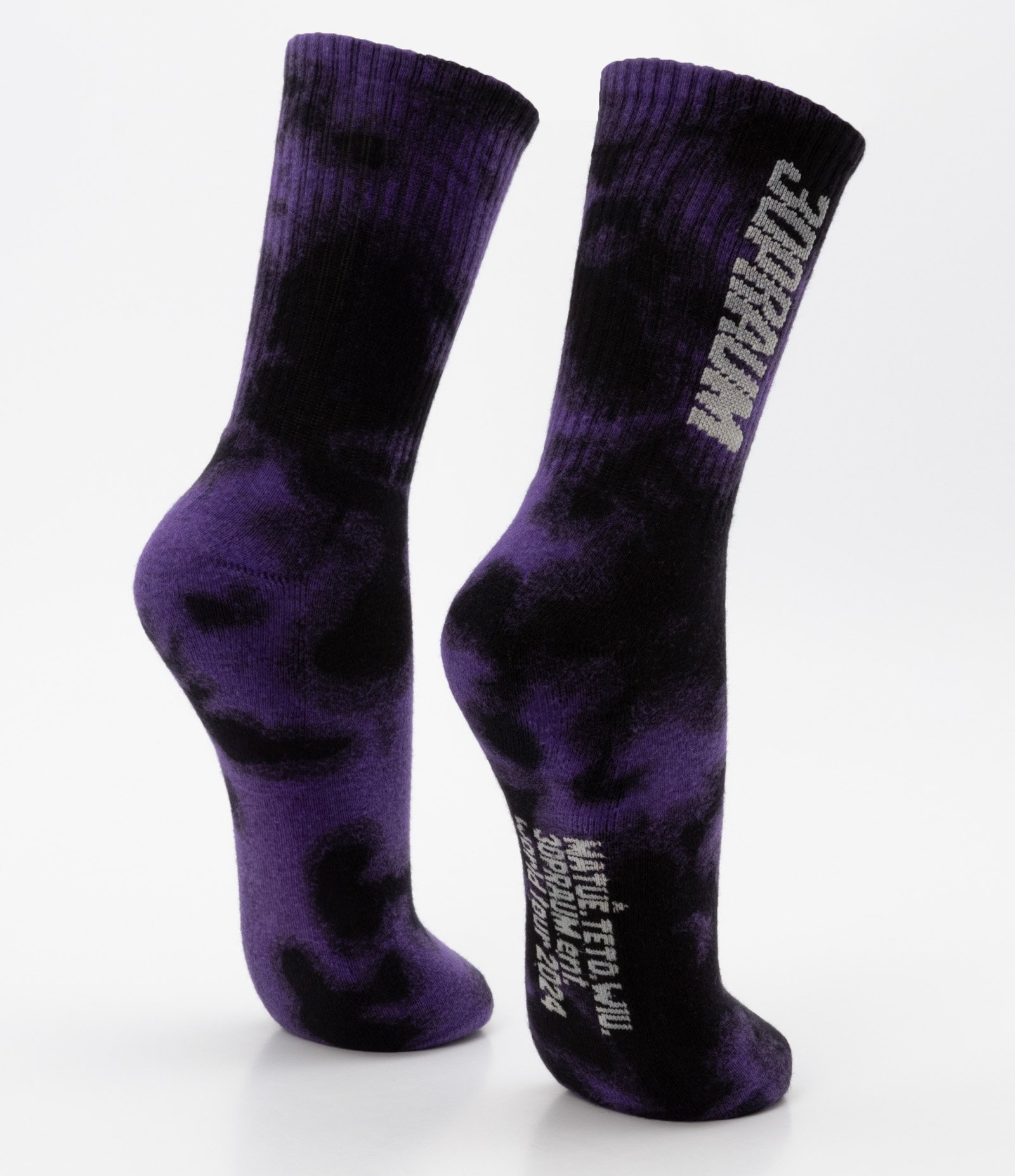 Meia Cano Alto em Algodão com Estampa Tie Dye 30praUm Preto/ Roxo 2