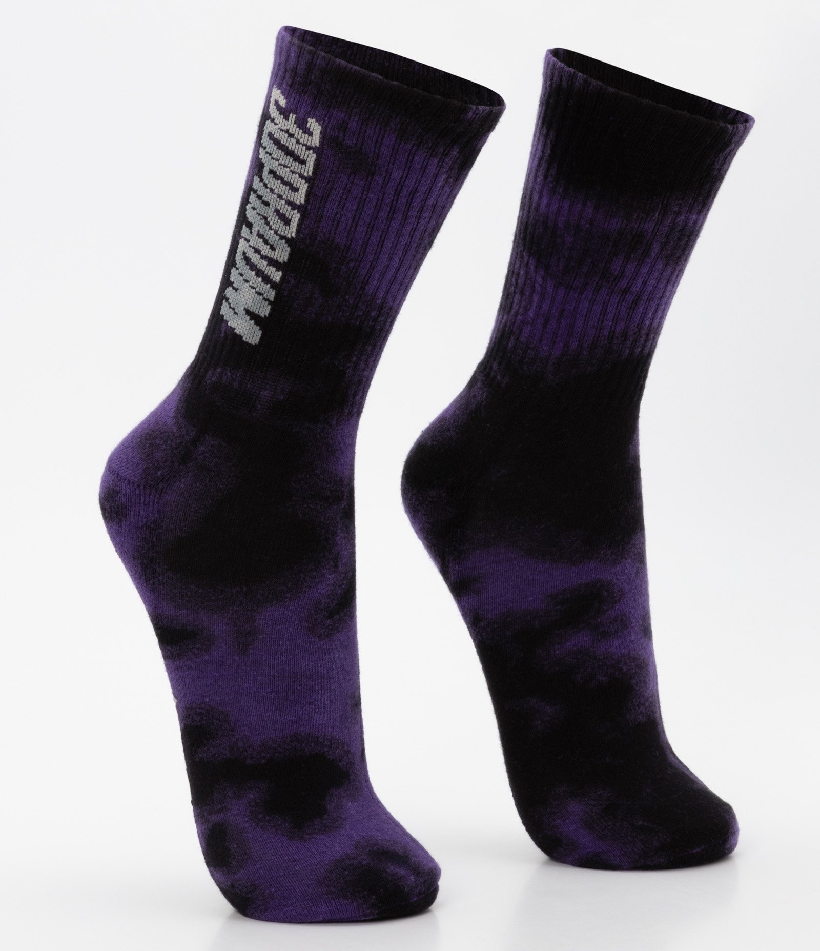 Meia Cano Alto em Algodão com Estampa Tie Dye 30praUm Preto/ Roxo 3