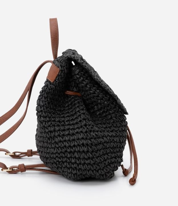 Mochila de Praia com Efeito Trançado com Alças e Detalhes em PU