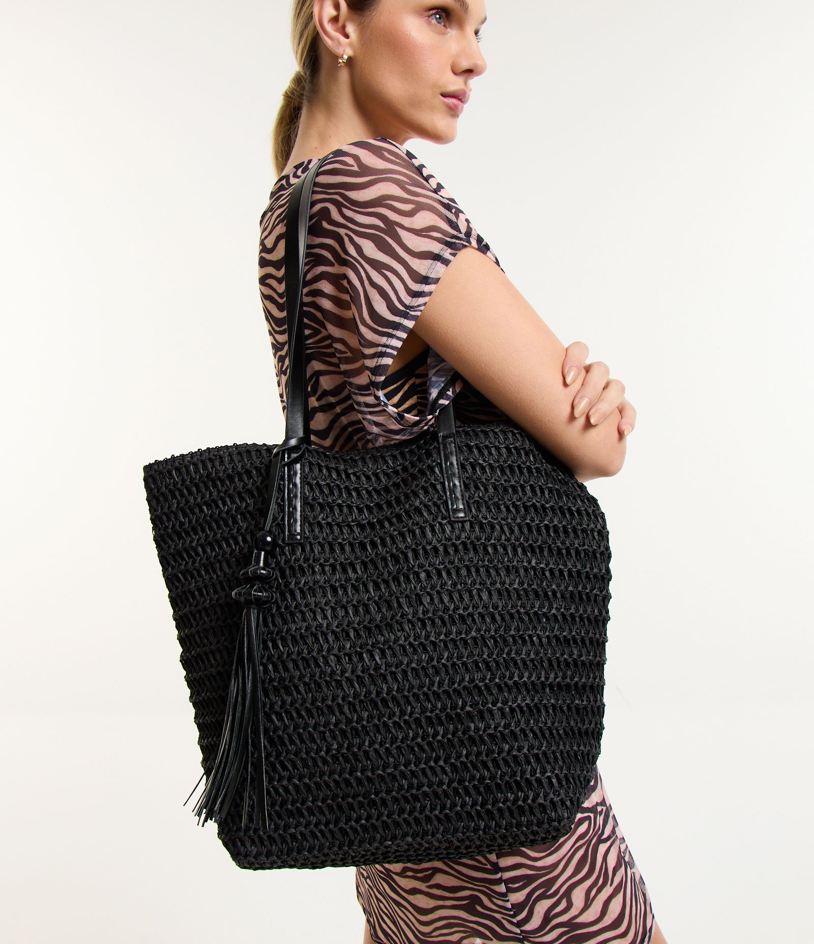 Bolsa de Praia com Alça PU e Detalhe em Tassel 1