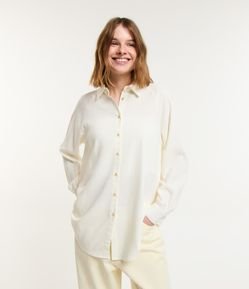 Camisa Alongada em Viscolinho com Cava Deslocada