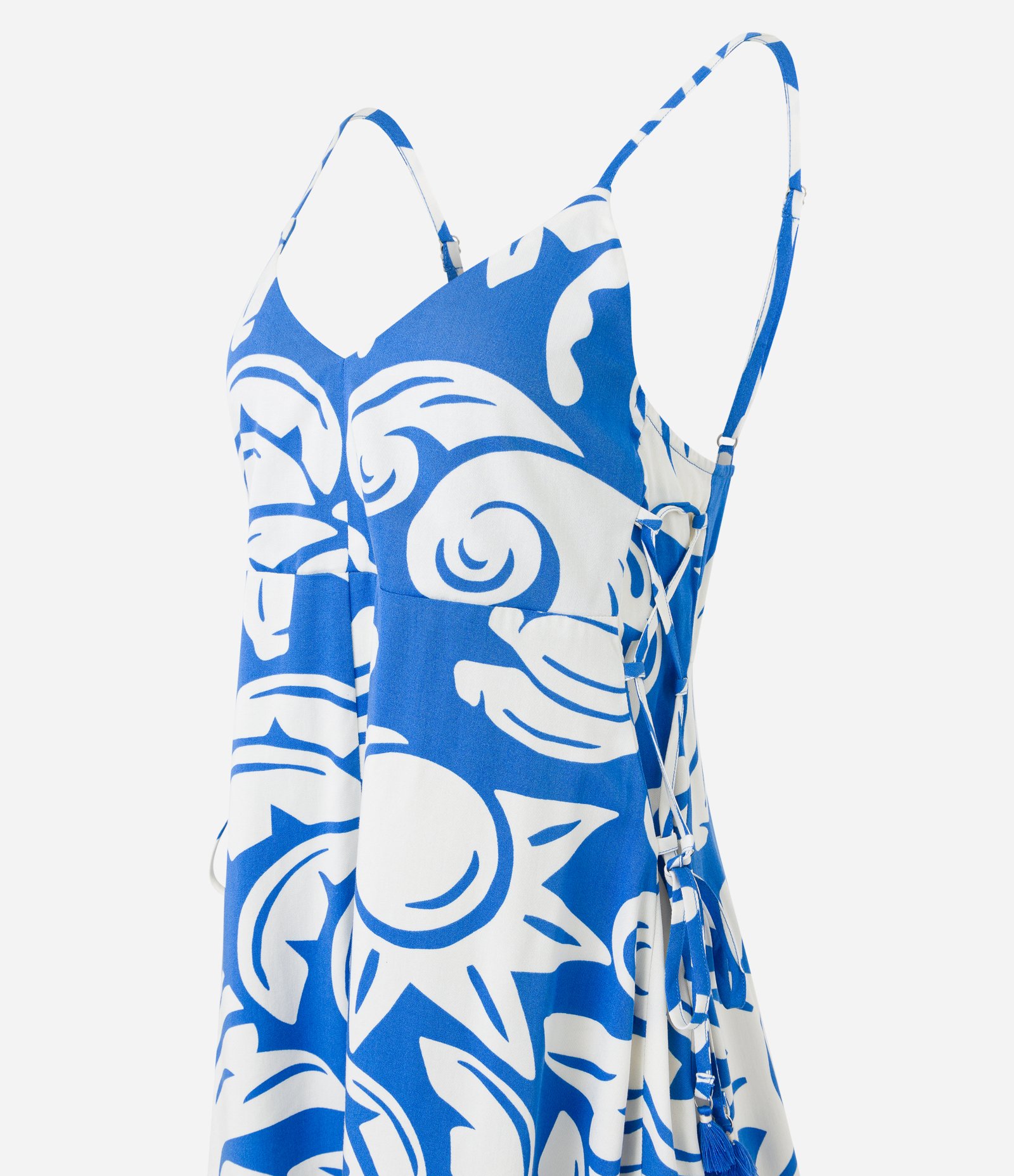 Macacão em Viscose com Amarradinho Lateral e Estampa Verão Azul 7