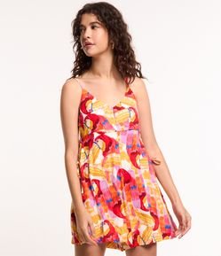 Macacão em Viscose com Amarradinho Lateral e Estampa Tropical