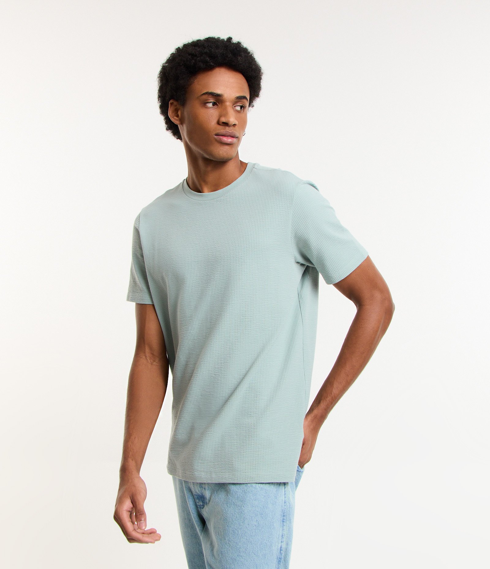 Camiseta Regular Ana Ruga com Textura Verde 1
