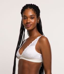 Sutiã Triangulo Sem Bojo em Renda Floral Com Elástico na Barra