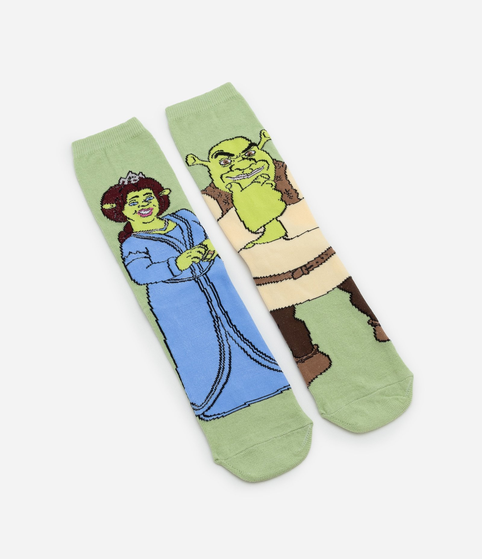 Meia Cano Longo em Algodão com Estampa Shrek & Fiona Verde 4