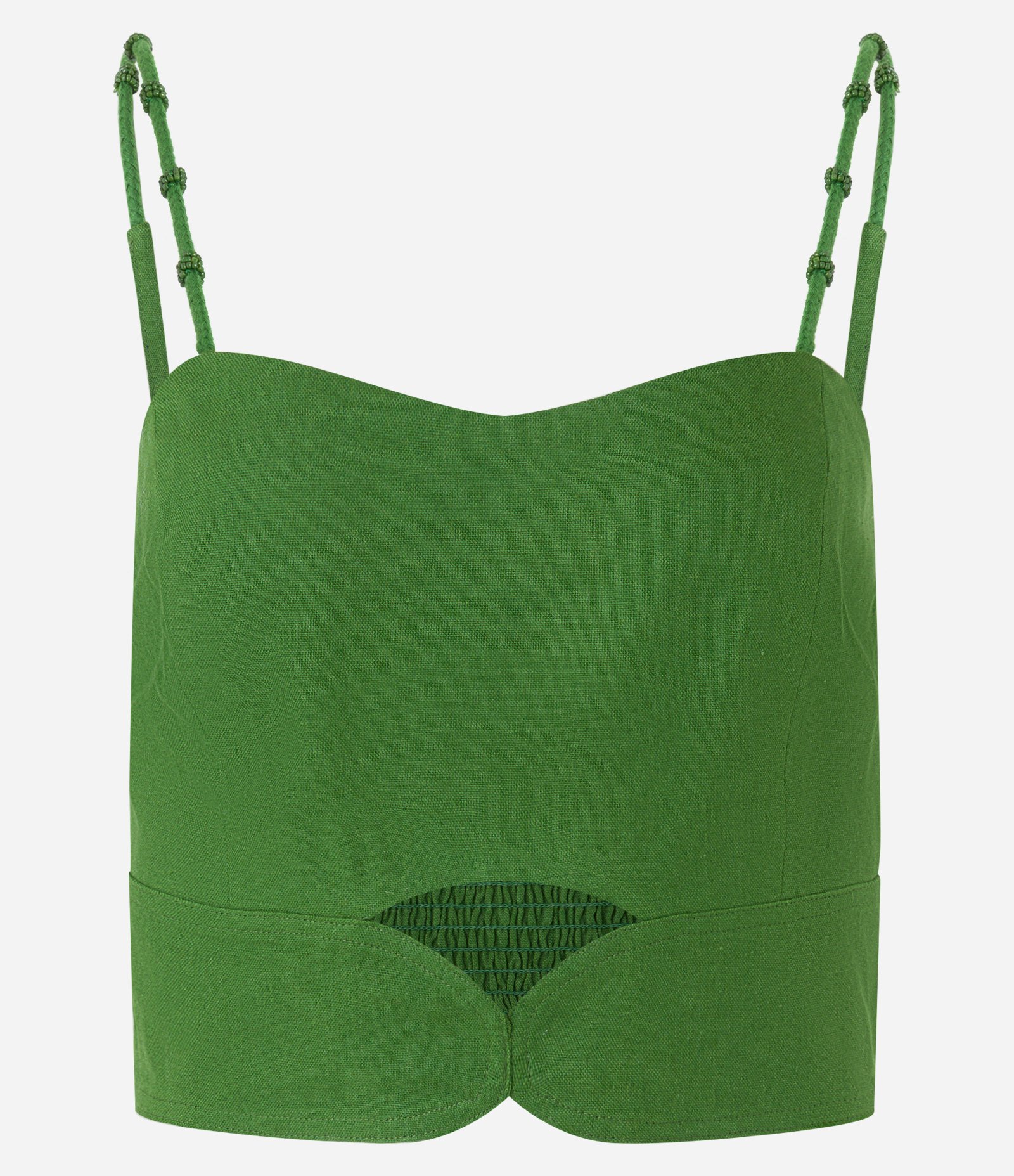 Blusa Cropped com Abertura Frontal e Aviamento nas Alças Verde 6