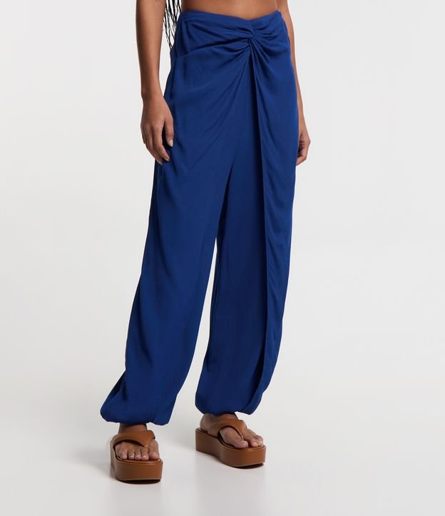 Calça Aladim em Crepe com Transpassado na Frente