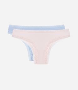 Kit 02 Calcinhas Biquíni com Bordas em Renda