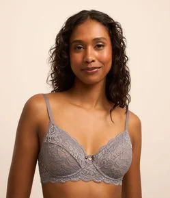 Sutiã Sem Bojo e Com Aro em Renda Floral