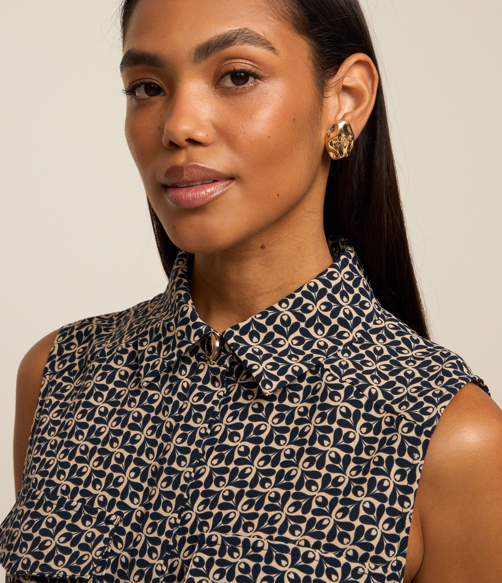 Camisa Sem Manga com Efeito Airflow e Estampa Gravataria Azul 1