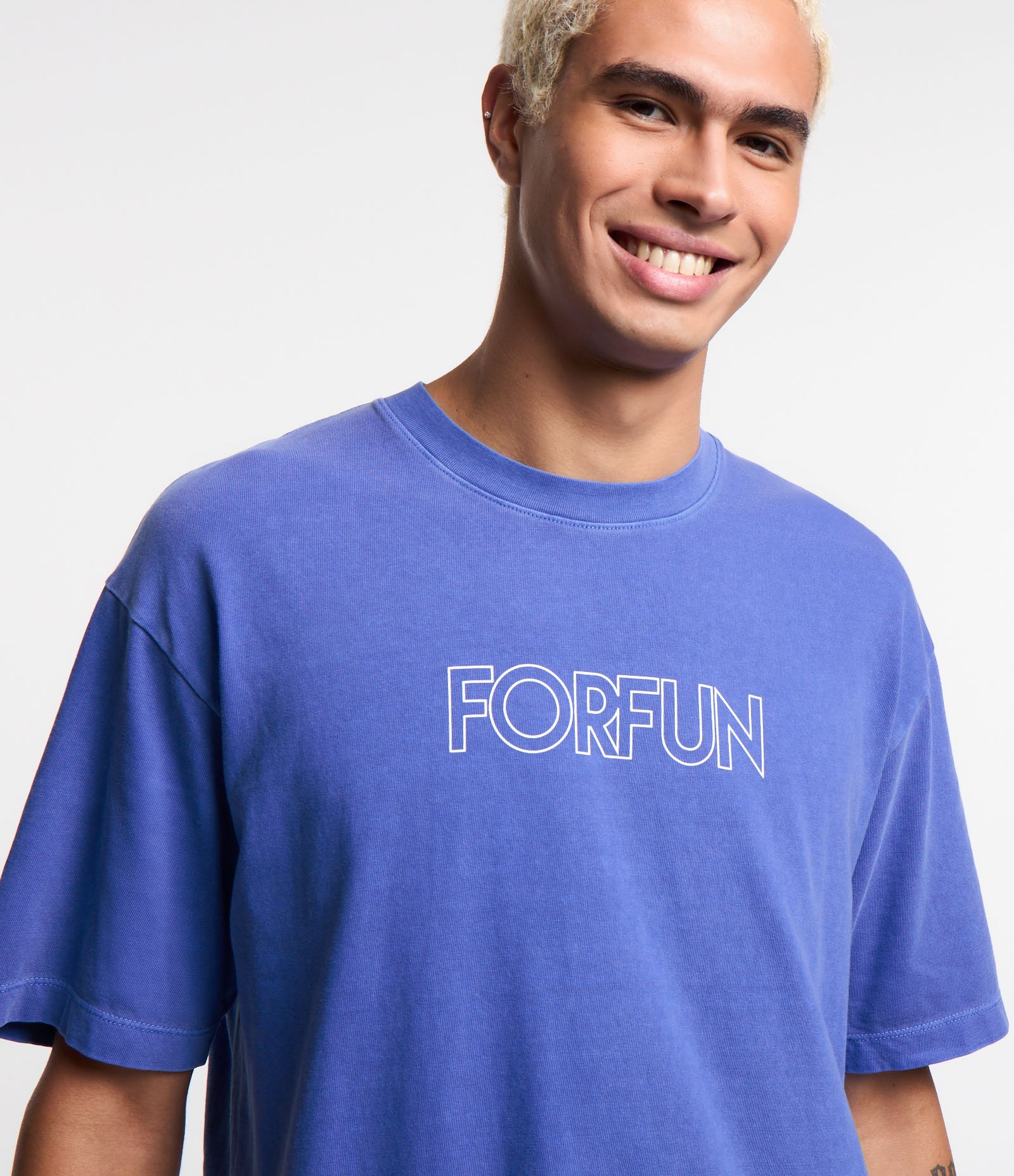 Camiseta Boxy em Algodão Estampa Forfun Azul 4