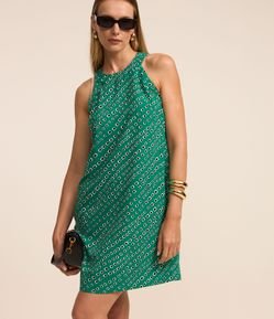 Vestido Curto com Efeito Airflow e Estampa Geométrica