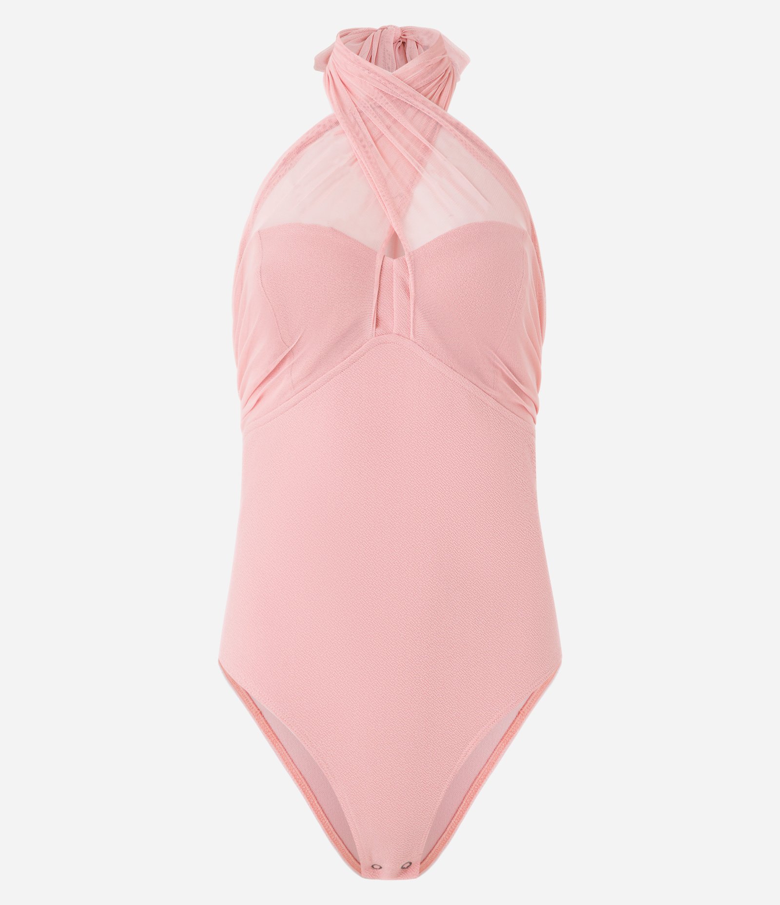 Body em Crepe com Tule e Decote Cruzado Rosa 6
